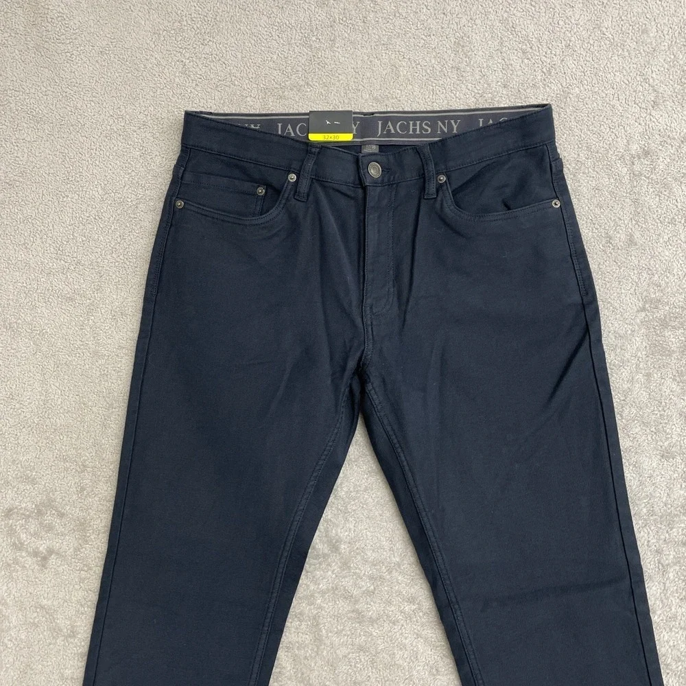 NEW JACHS New York Men's 32x30 Navy Blue Straight Fit 5 Pocket Stretch Waistband